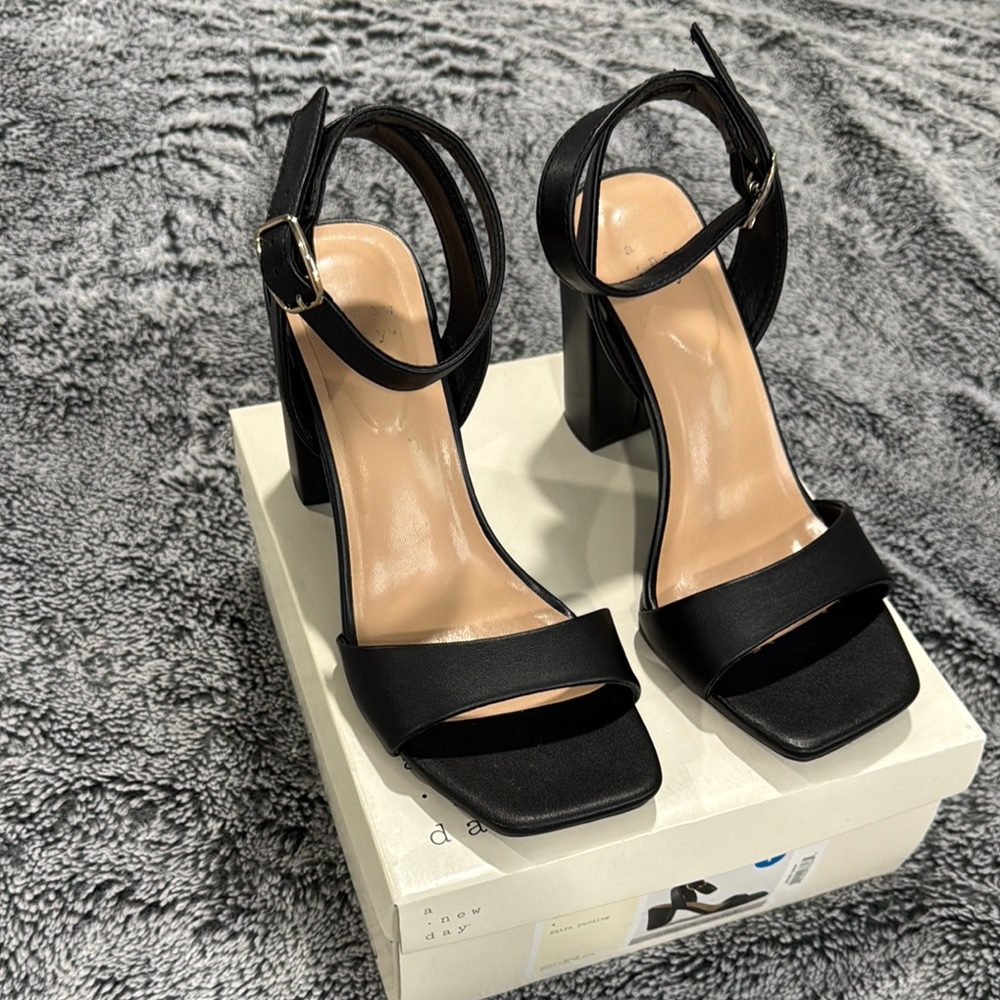 Elegant Black Ankle Strap Heels